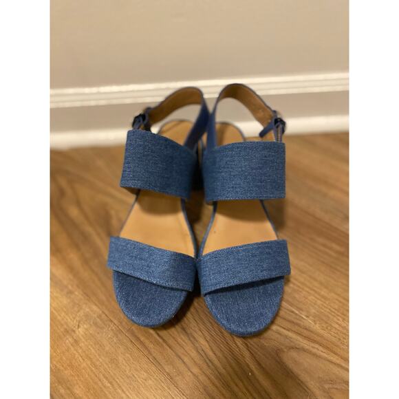 Aerosoles Camera Platform Blue Denim Block Heel-Size 8.5 - Picture 2 of 9